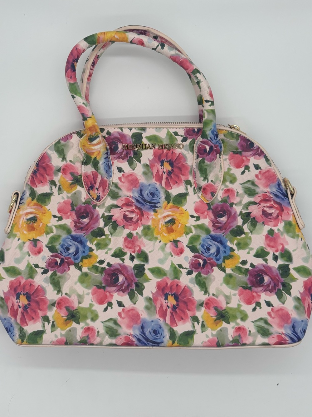 Floral Print Dome Satchel Handbag - Multicolor